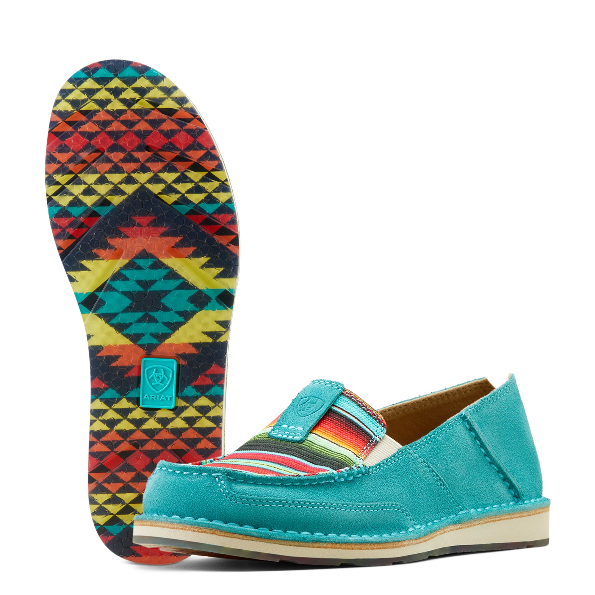 10050955 Ariat Ladies Cruiser Teal/Suede/Striking Serape