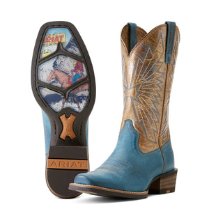 10053602 Ariat Ladies Decatur Boots Indigo Dreams/Pearlised Tan