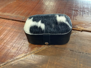 JB-03 The Design Edge Cowhide Travel Jewellery Box Black/White