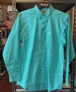 10051459 Ariat Mens Jaylin L/S Shirt Turquoise