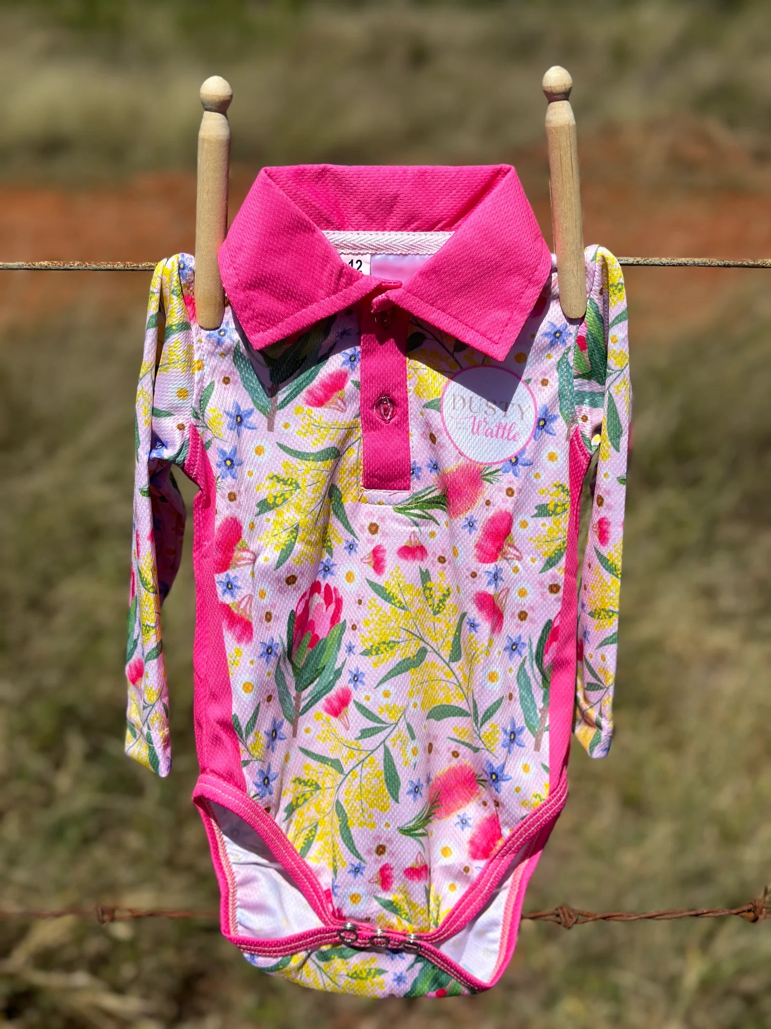 Dusty Wattle Fishing Shirt Rompers Botanical