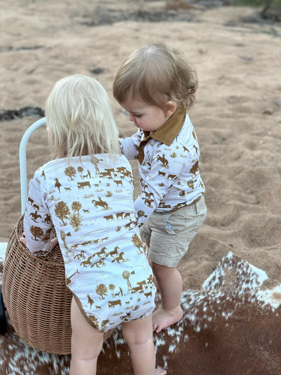 Dusty Wattle Fishing Shirt Rompers Spinifex